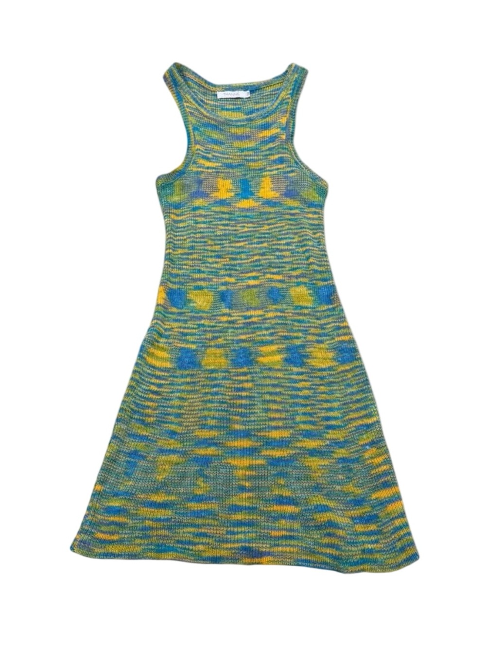 Women’s THANNE Green & Yellow Geometric Knit Dress